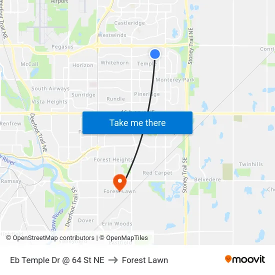 Eb Temple Dr @ 64 St NE to Forest Lawn map