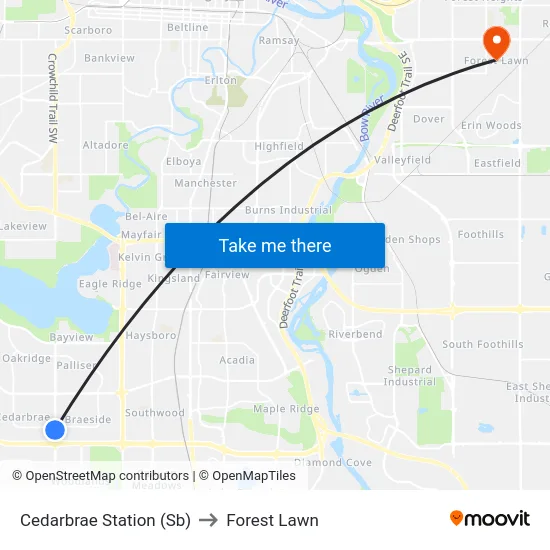 Cedarbrae Station (Sb) to Forest Lawn map