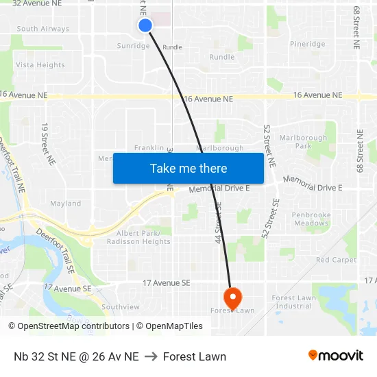 Nb 32 St NE @ 26 Av NE to Forest Lawn map