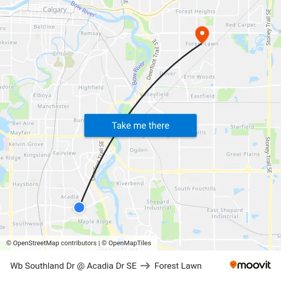 Wb Southland Dr @ Acadia Dr SE to Forest Lawn map