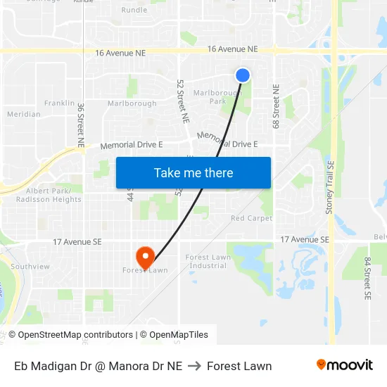 Eb Madigan Dr @ Manora Dr NE to Forest Lawn map
