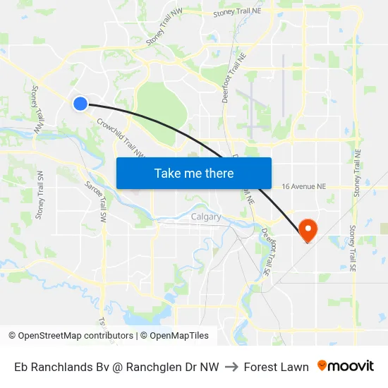 Eb Ranchlands Bv @  Ranchglen Dr NW to Forest Lawn map