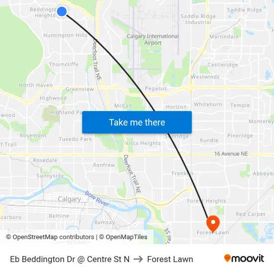 Eb Beddington Dr @ Centre St N to Forest Lawn map