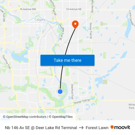 Nb 146 Av SE @ Deer Lake Rd Terminal to Forest Lawn map