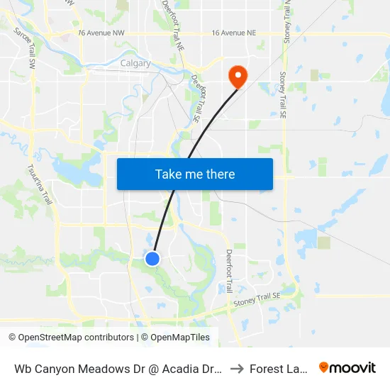 Wb Canyon Meadows Dr @ Acadia Dr SE to Forest Lawn map