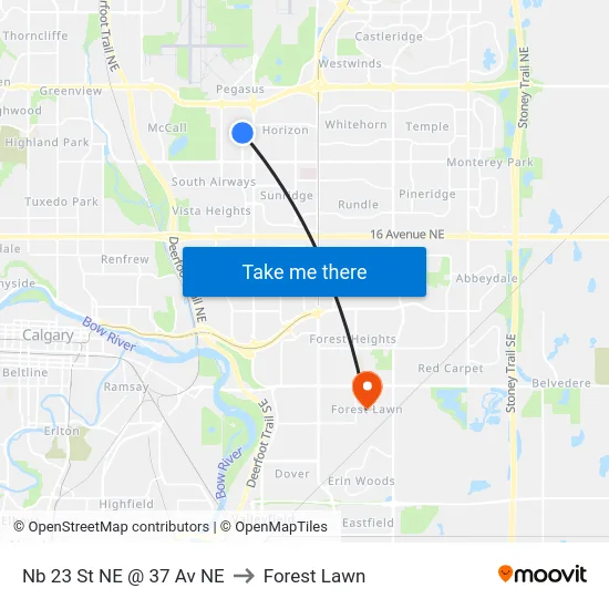 Nb 23 St NE @ 37 Av NE to Forest Lawn map