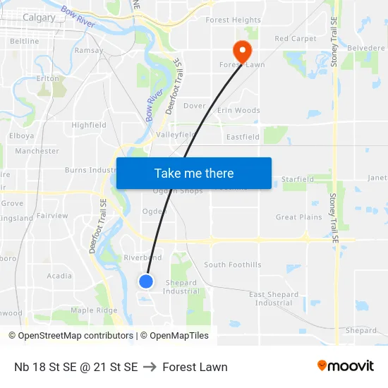 Nb 18 St SE @ 21 St SE to Forest Lawn map