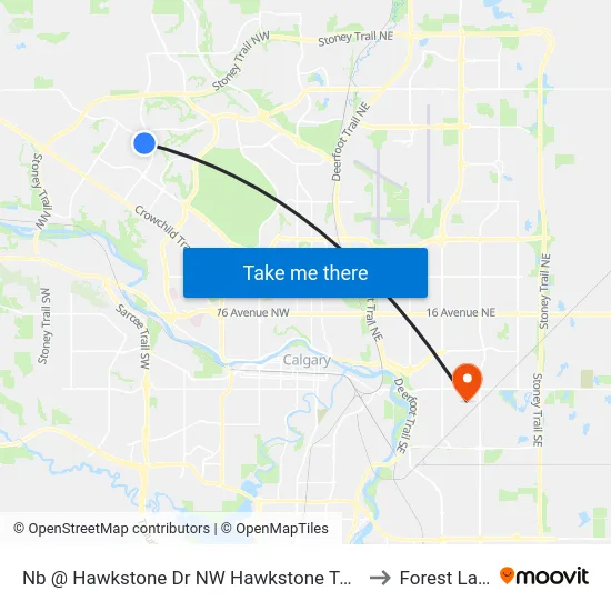 Nb @ Hawkstone Dr NW Hawkstone Terminal to Forest Lawn map