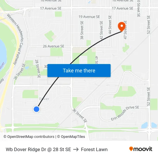 Wb Dover Ridge Dr @ 28 St SE to Forest Lawn map