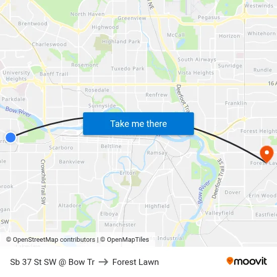 Sb 37 St SW @ Bow Tr to Forest Lawn map