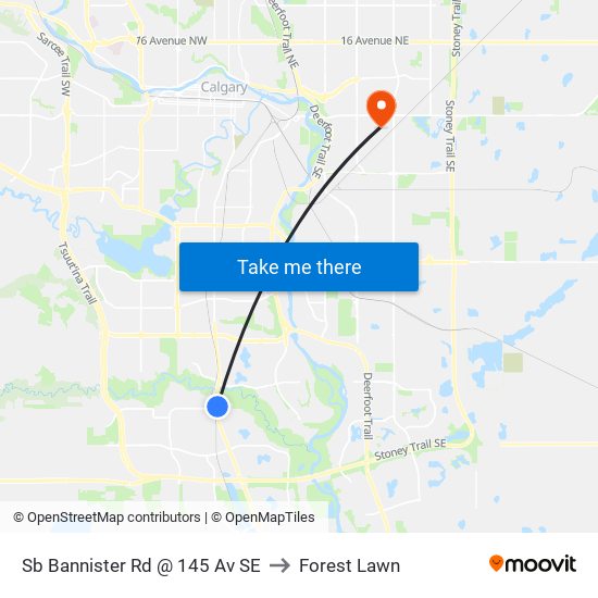Sb Bannister Rd @ 145 Av SE to Forest Lawn map