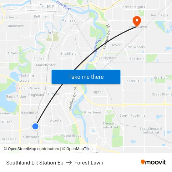 Southland Lrt Station Eb to Forest Lawn map