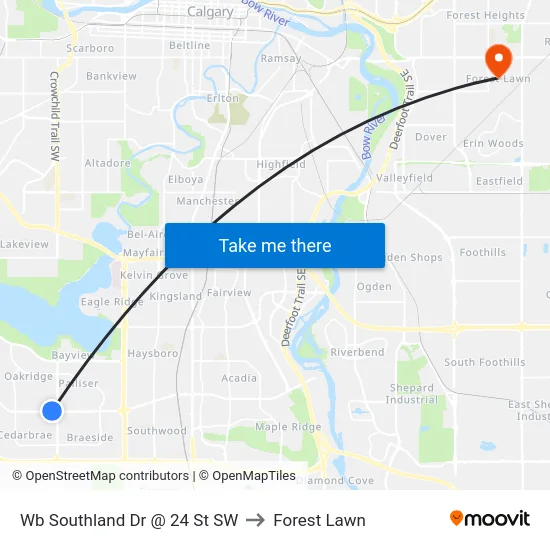 Wb Southland Dr @ 24 St SW to Forest Lawn map