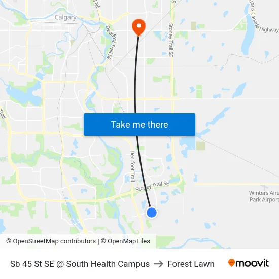 Sb 45 St SE @ South Health Campus to Forest Lawn map