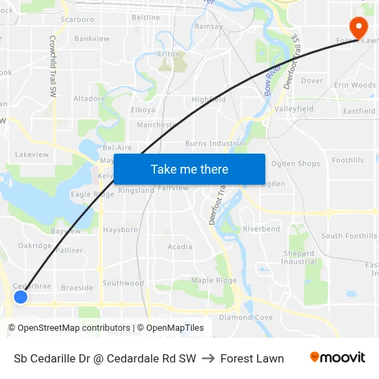 Sb Cedarille Dr @ Cedardale Rd SW to Forest Lawn map