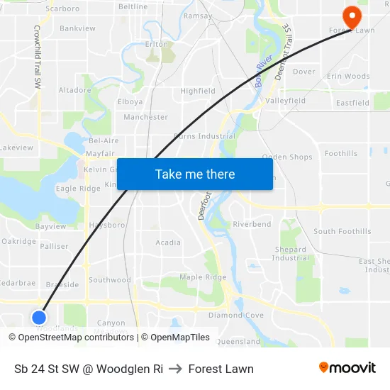 Sb 24 St SW @ Woodglen Ri to Forest Lawn map