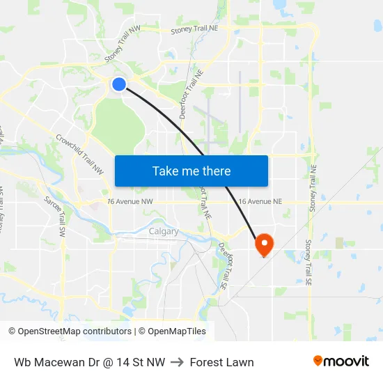 Wb Macewan Dr @ 14 St NW to Forest Lawn map
