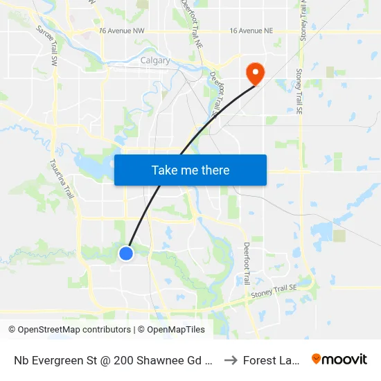 Nb Evergreen St @ 200 Shawnee Gd SW to Forest Lawn map