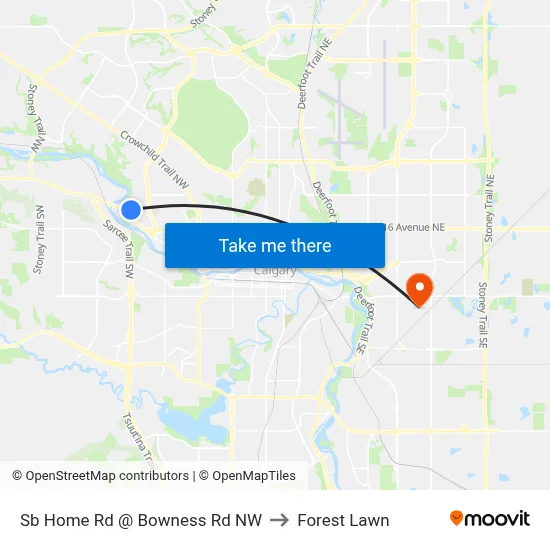 Sb Home Rd @ Bowness Rd NW to Forest Lawn map