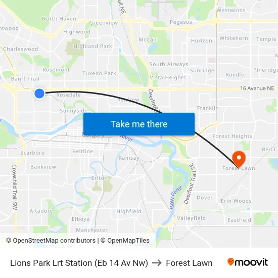 Lions Park Lrt Station (Eb 14 Av Nw) to Forest Lawn map