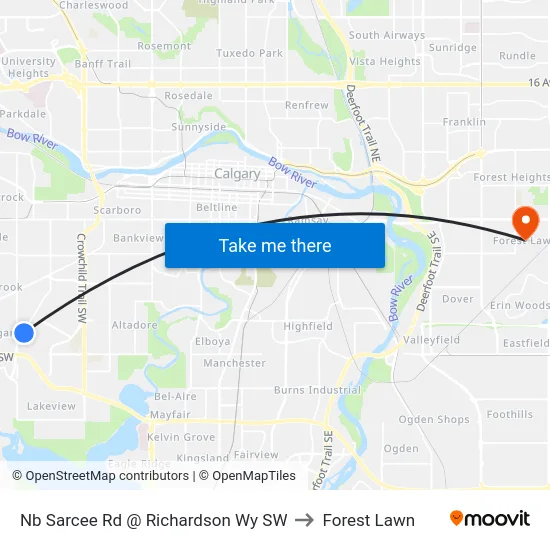Nb Sarcee Rd @ Richardson Wy SW to Forest Lawn map