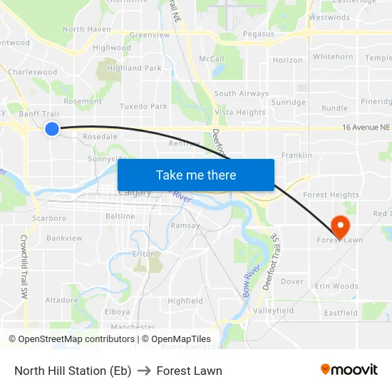North Hill Station (Eb) to Forest Lawn map