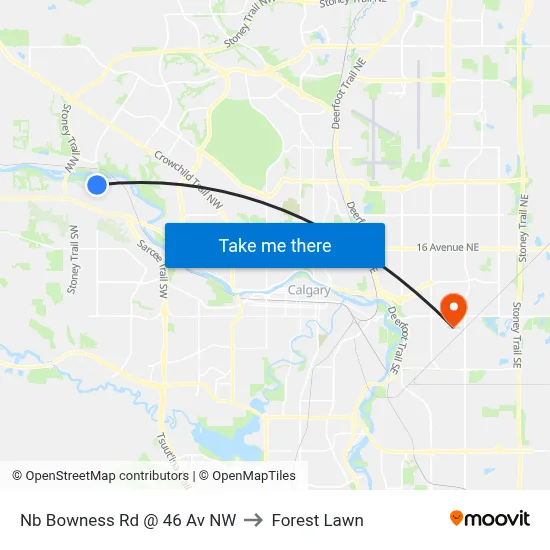 Nb Bowness Rd @ 46 Av NW to Forest Lawn map