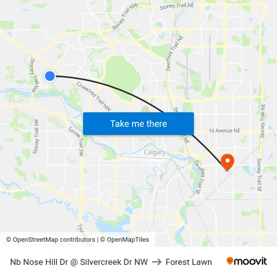 Nb Nose Hill Dr @ Silvercreek Dr NW to Forest Lawn map