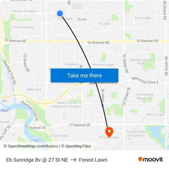 Eb Sunridge Bv @ 27 St NE to Forest Lawn map