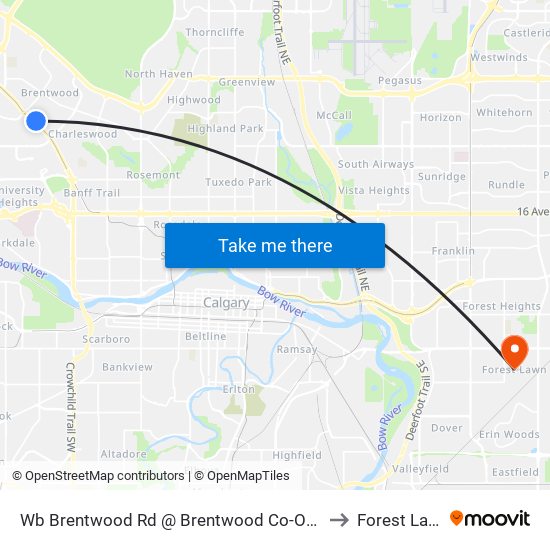 Wb Brentwood Rd @ Brentwood Co-Op Gas to Forest Lawn map