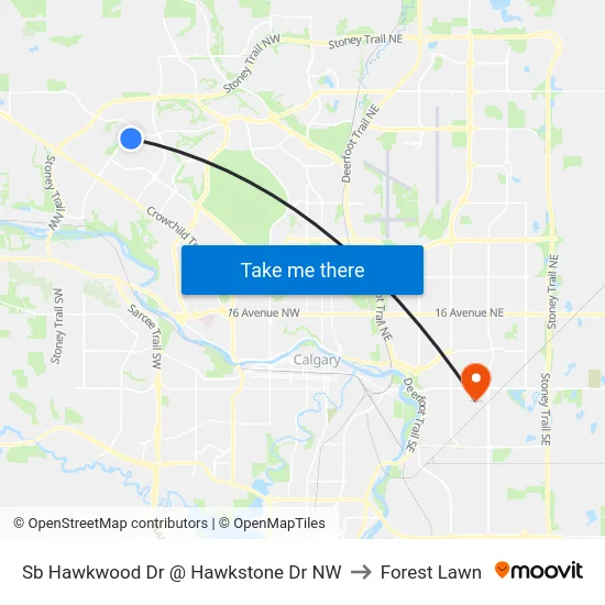 Sb Hawkwood Dr @ Hawkstone Dr NW to Forest Lawn map