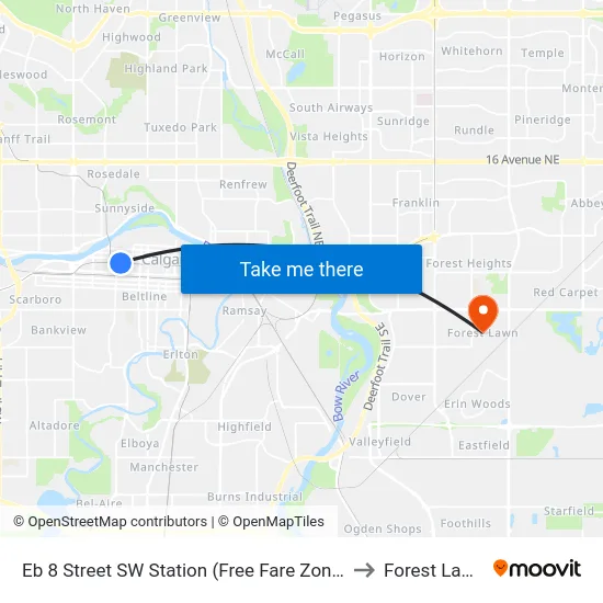 Eb 8 Street SW Station (Free Fare Zone) to Forest Lawn map