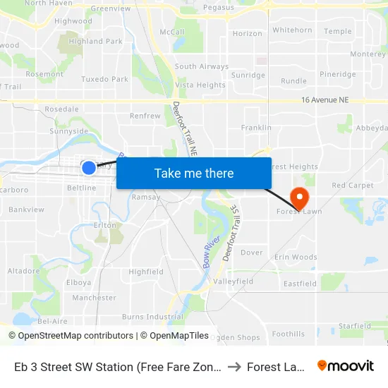 Eb 3 Street SW Station (Free Fare Zone) to Forest Lawn map