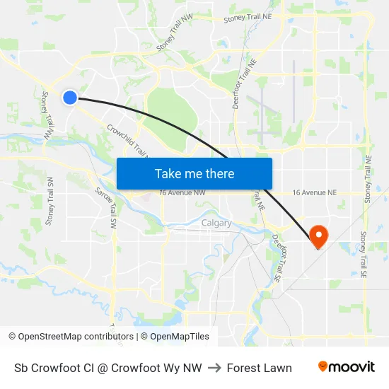 Sb Crowfoot Cl @ Crowfoot Wy NW to Forest Lawn map