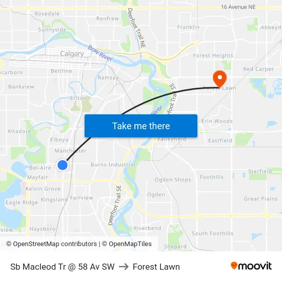 Sb Macleod Tr @ 58 Av SW to Forest Lawn map