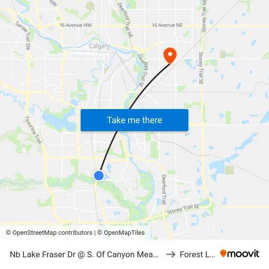Nb Lake Fraser Dr @ S. Of Canyon Meadows  Lrt Stn to Forest Lawn map