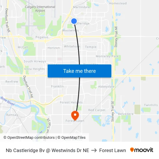 Nb Castleridge Bv @ Westwinds Dr NE to Forest Lawn map