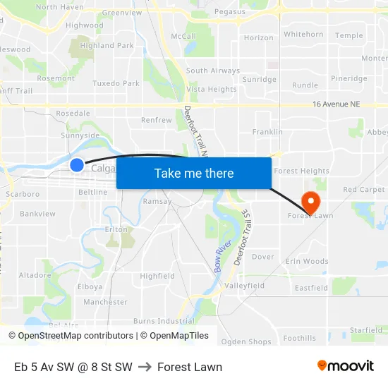 Eb 5 Av SW @ 8 St SW to Forest Lawn map