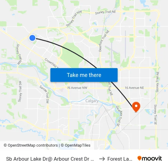 Sb Arbour Lake Dr@ Arbour Crest Dr NW to Forest Lawn map