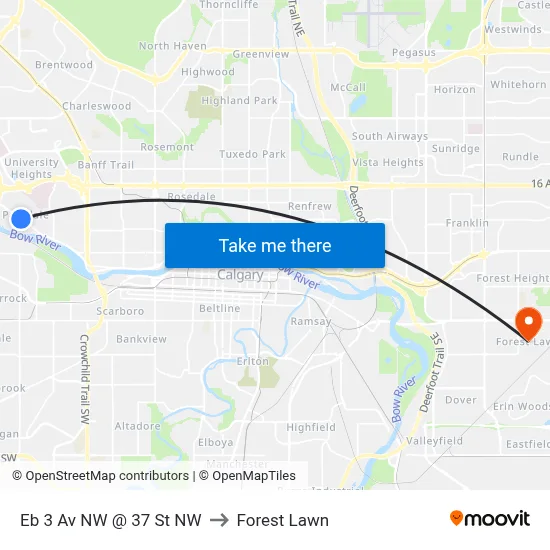 Eb 3 Av NW @ 37 St NW to Forest Lawn map
