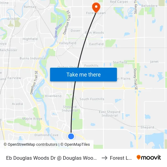 Eb Douglas Woods Dr @ Douglas Woods Mr SE to Forest Lawn map
