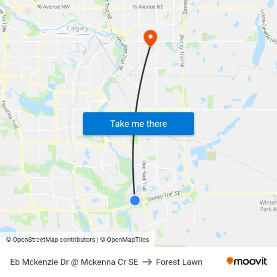 Eb Mckenzie Dr @ Mckenna Cr SE to Forest Lawn map