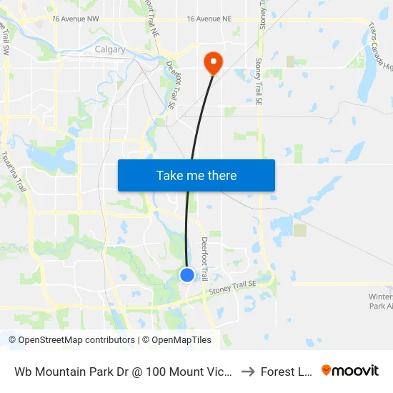 Wb Mountain Park Dr @ 100 Mount Victoria Pl SE to Forest Lawn map