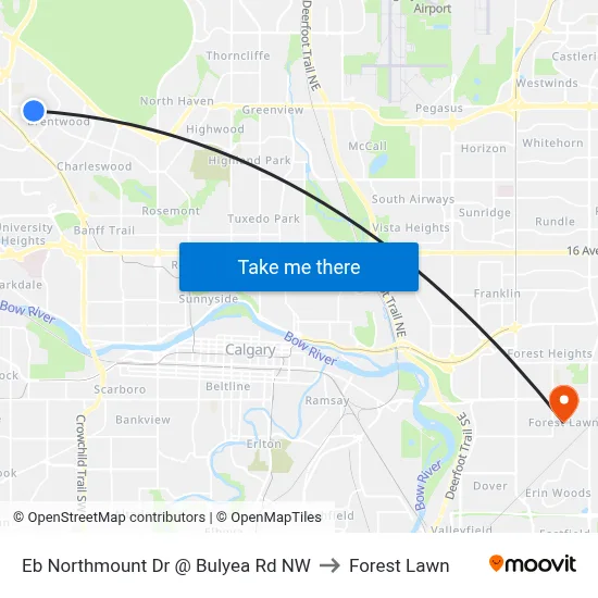Eb Northmount Dr @ Bulyea Rd NW to Forest Lawn map