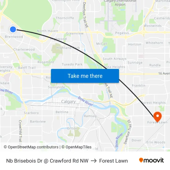 Nb Brisebois Dr @ Crawford Rd NW to Forest Lawn map