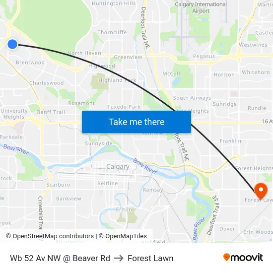 Wb 52 Av NW @ Beaver Rd to Forest Lawn map
