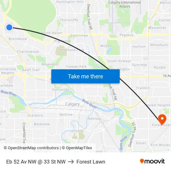 Eb 52 Av NW @ 33 St NW to Forest Lawn map