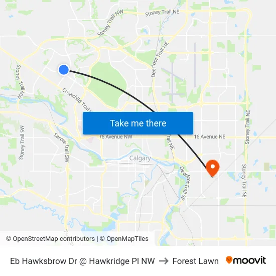 Eb Hawksbrow Dr @ Hawkridge Pl NW to Forest Lawn map