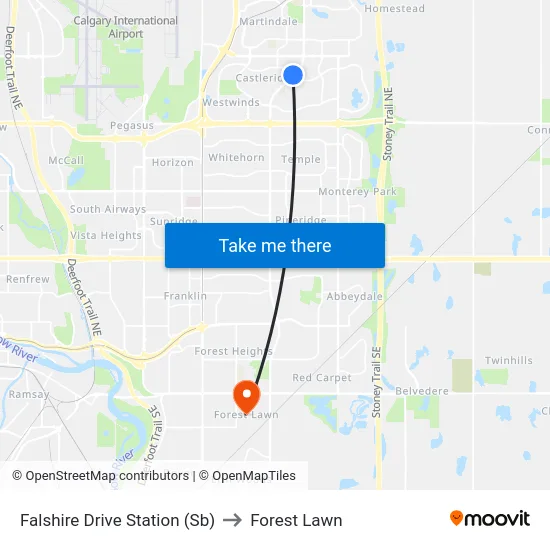 Falshire Drive Station (Sb) to Forest Lawn map