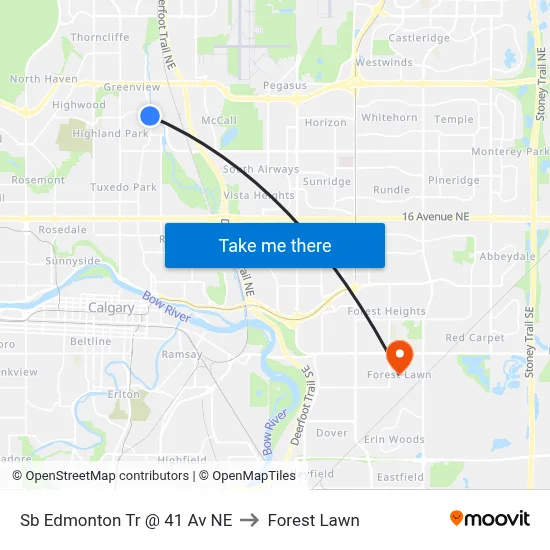Sb Edmonton Tr @ 41 Av NE to Forest Lawn map